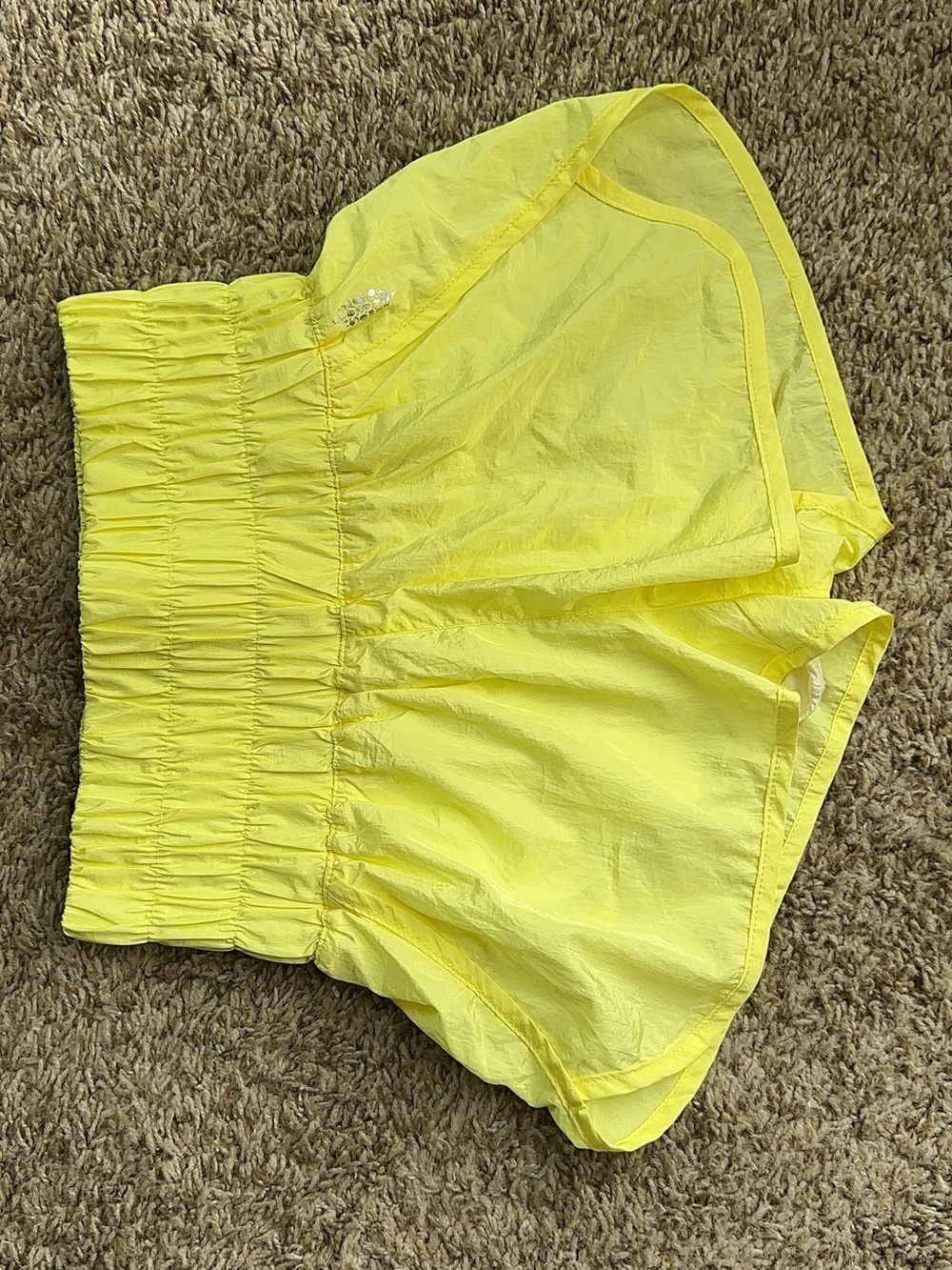 Free People FP Movement Bright Yellow Smocked Waist Lightweight Shorts